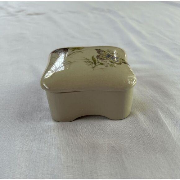 Takahashi Pottery San Francisco Trinket/Jewelry Box Small, Butterflies, Flowers - Picture 5 of 7